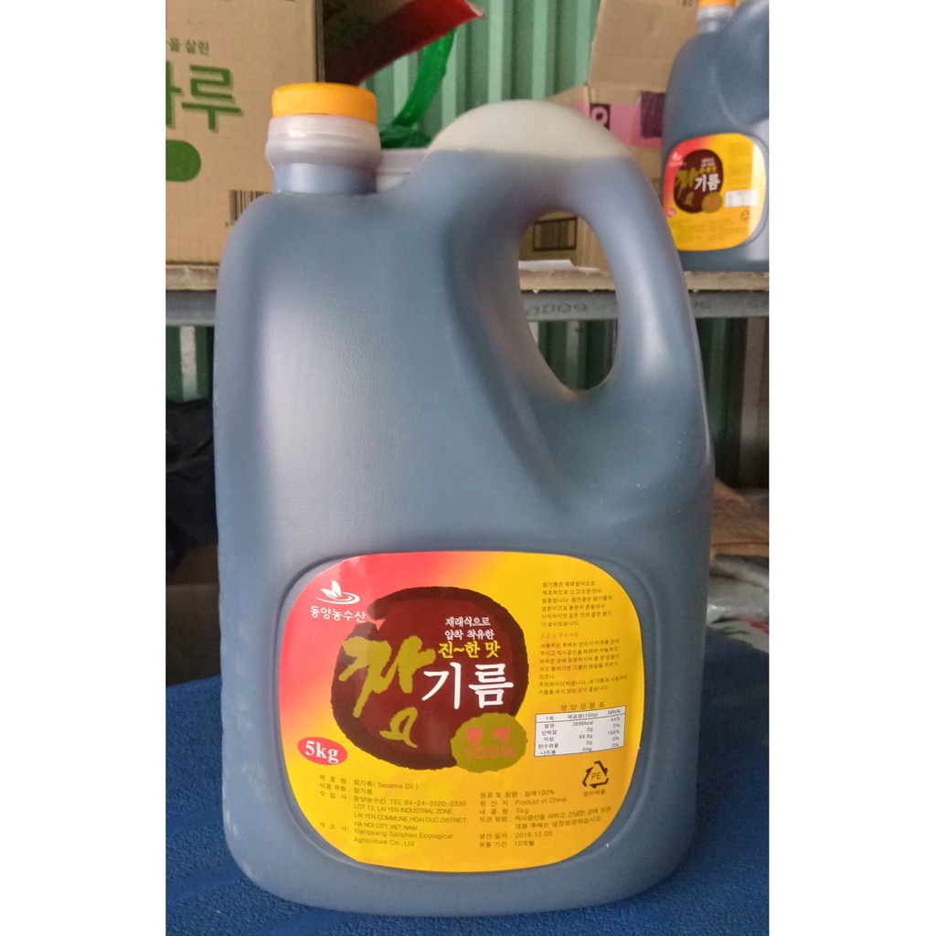 Dầu mè nguyên chất hàn quốc 5kg can to cho nhà hàng - 참기름