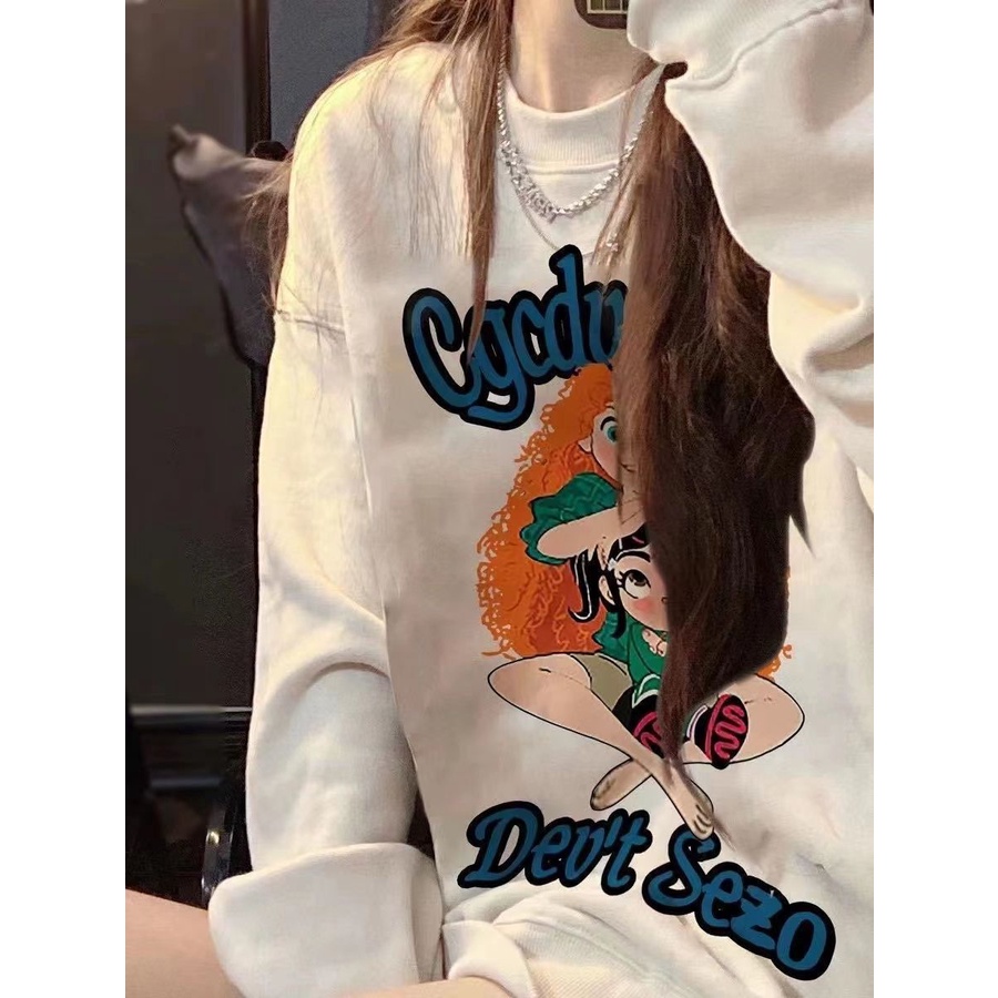 Áo sweater Dáng Rộng In Họa Tiết Hoạt Hình Thời Trang Mùa Thu Cho Nam Và Nữ