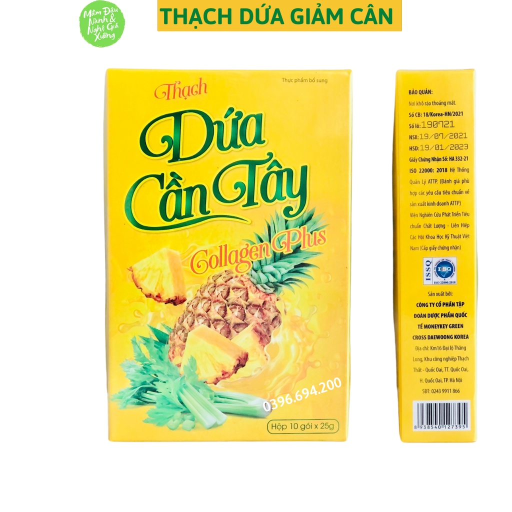 Thạch dứa cần tây Collagen chính hãng, thạch hỗ trợ giảm cân làm đẹp da hiệu quả