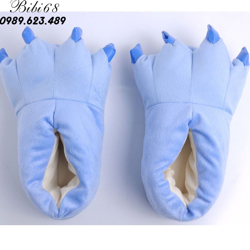 giày Dép bông bộ Đồ thú khủng long xanh liền thân lông mịn Pijama Động Vật Hoạt Hình Cosplay