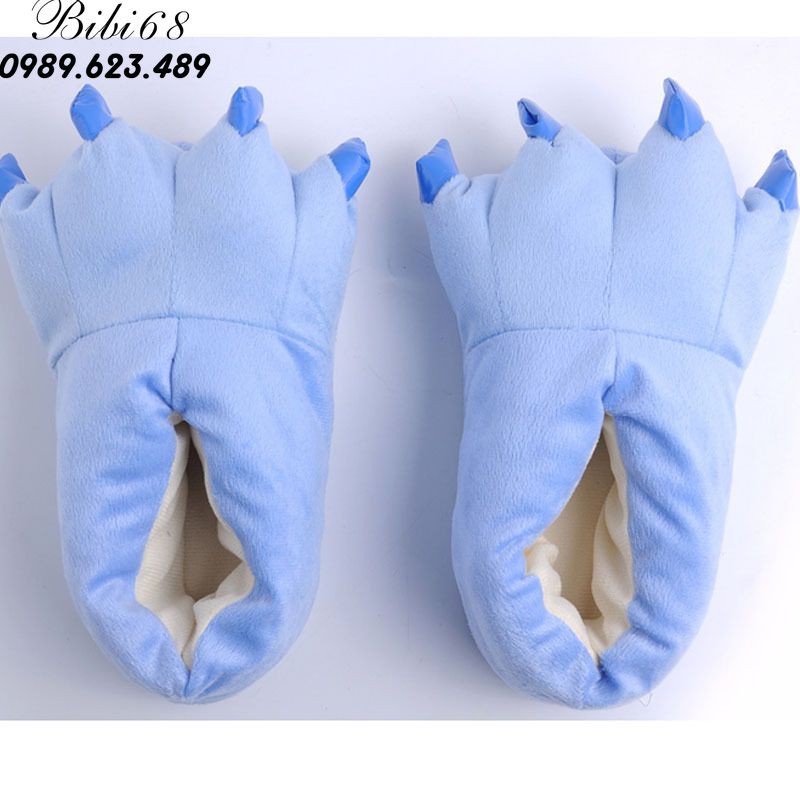 [mã BLUE5 giảm 5k] giày Dép bông bộ Đồ thú khủng long xanh liền thân lông mịn Pijama Động Vật Hoạt Hình Cosplay