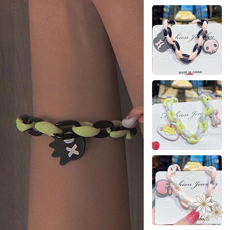 Vòng Tay Màu Đen Họa Tiết Cún Hoạt Hình Dễ Thương Ngọt Ngào Phong Cách Harajuku Nhật Bản