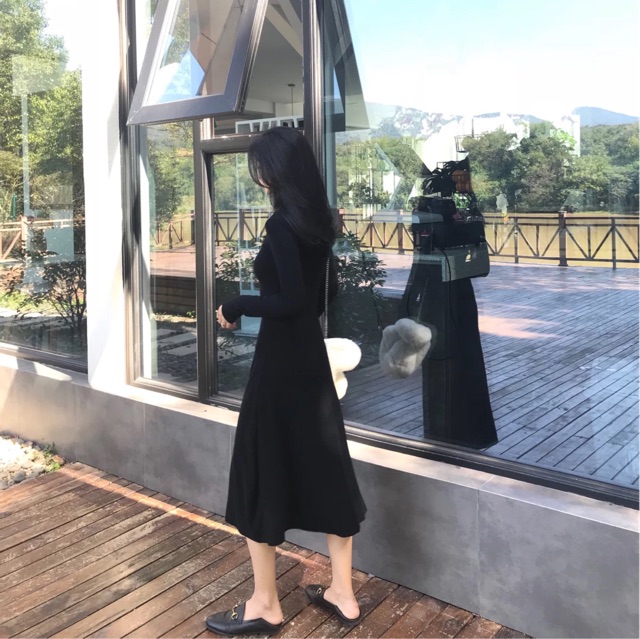 Váy len tăm dáng dài ULZZANG