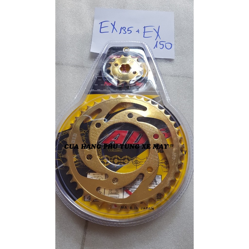 Trọn bộ sên nhông dĩa DID vàng cho xe Exciter 135/ Exciter 150 - hàng Nhật sên 9 li