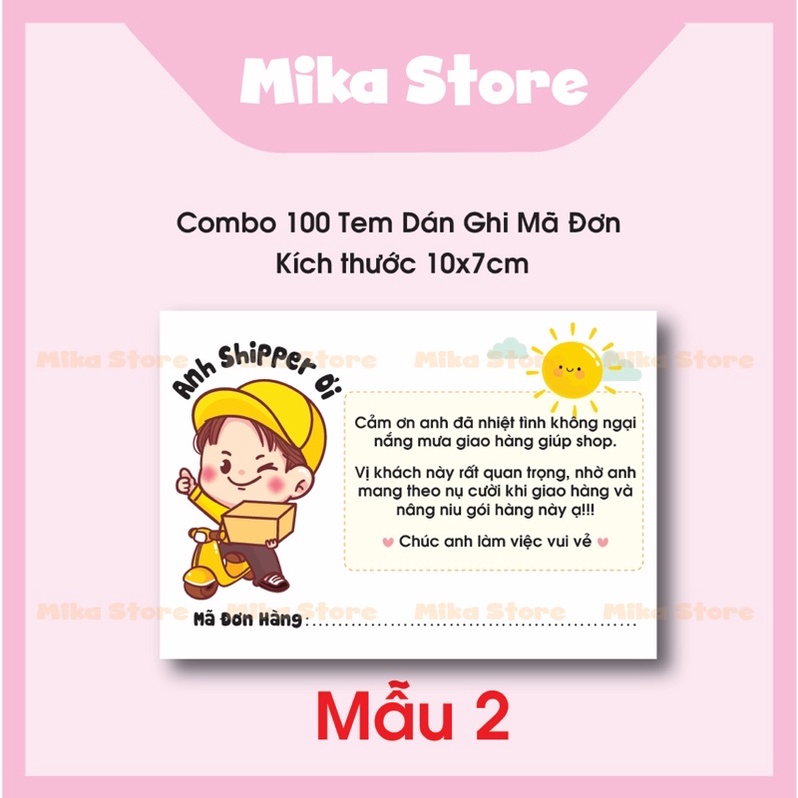Combo 500 Tem Dán Cảm Ơn Shipper, Tem Ghi Mã Đơn Hàng