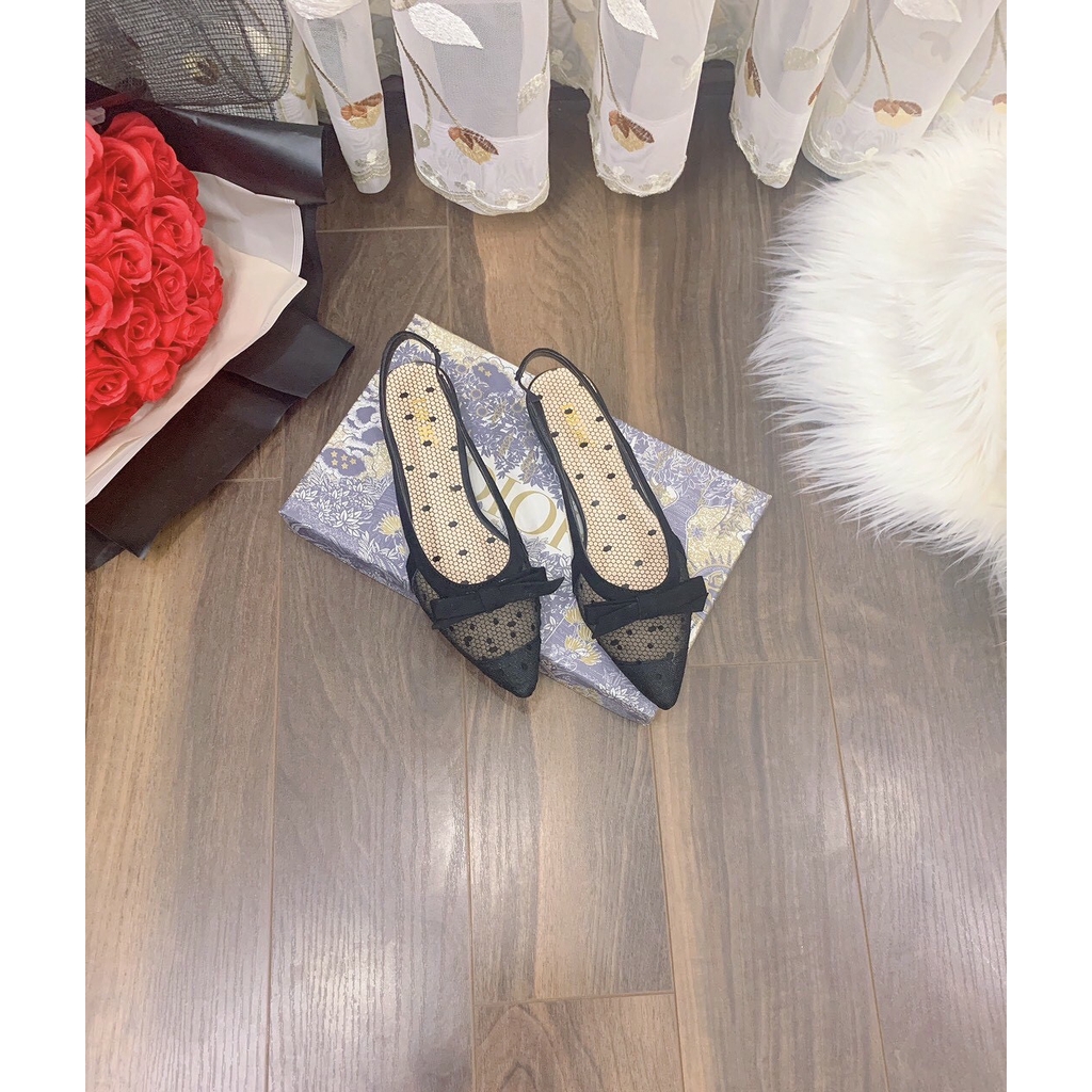 Giày bệt lưới chấm bi nơ nhí xinh xắn mũi nhọn mẫu mới 2020 | BigBuy360 - bigbuy360.vn