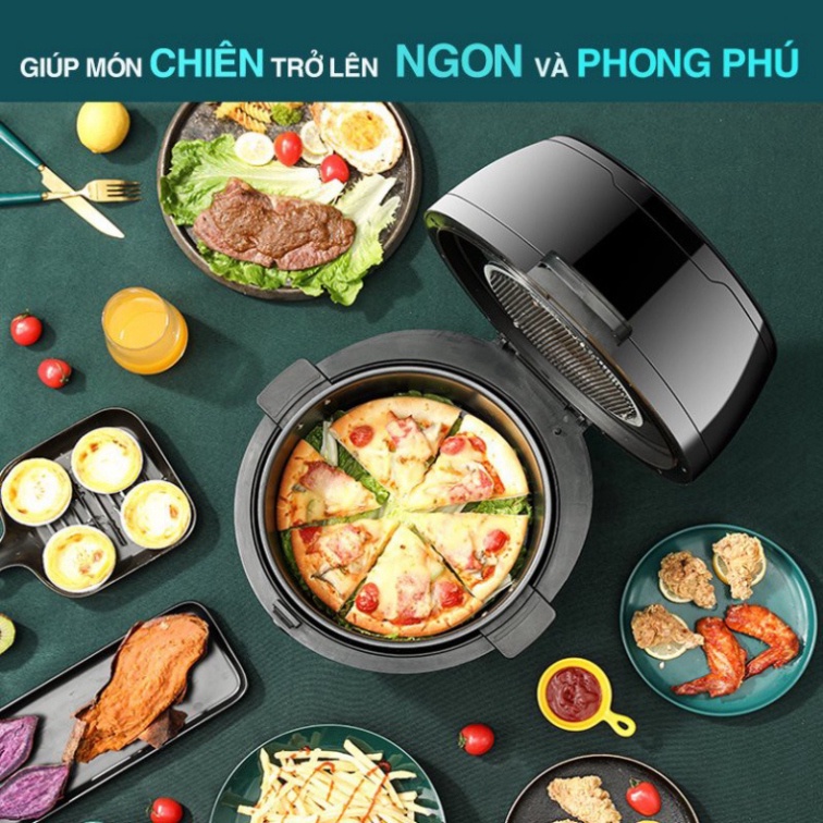 Nồi Chiên Không Dầu CAO CẤP 1500W - Nồi chiên CAMEL 8L cảm ứng điện tử và núm vặn cơ, tích hợp nhiều chế độ nấu