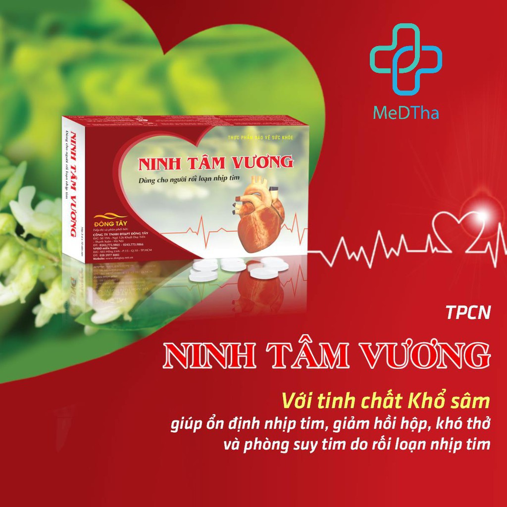 Ninh Tâm Vương - Hỗ trợ Ổn định nhịp tim, Giảm Hồi Hộp, Khó Thở, Phòng ngừa Suy tim do Loạn Nhịp (Hộp 30v) [Chính hãng]