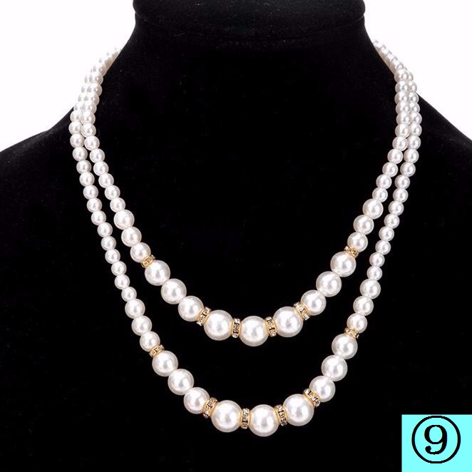 Dây Chuyền Hai Lớp Đính Ngọc Trai Thời Trang Thu Đông Phong Cách Mới Cho Nữ