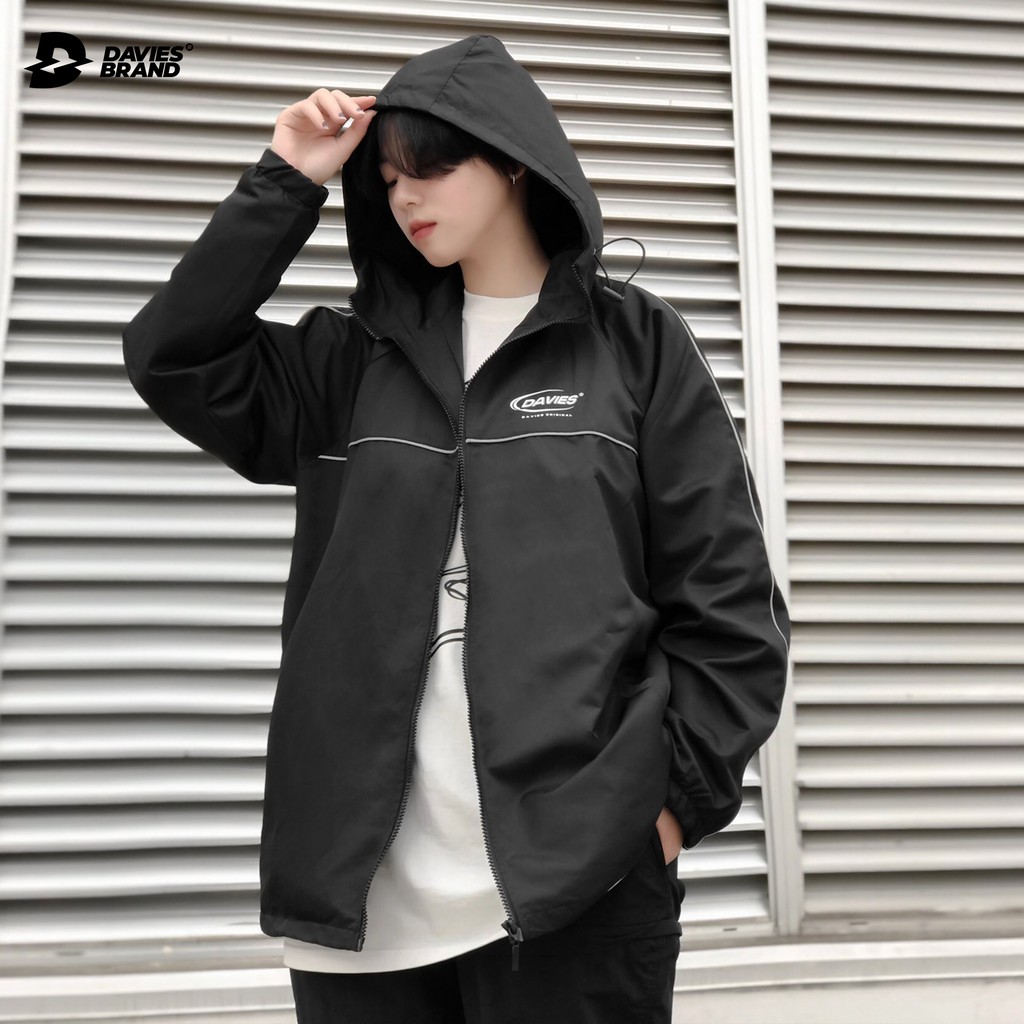 Áo khoác dù có nón Medal Reflective Jacket MÀU ĐEN local brand DAVIES | D18-AK6-D