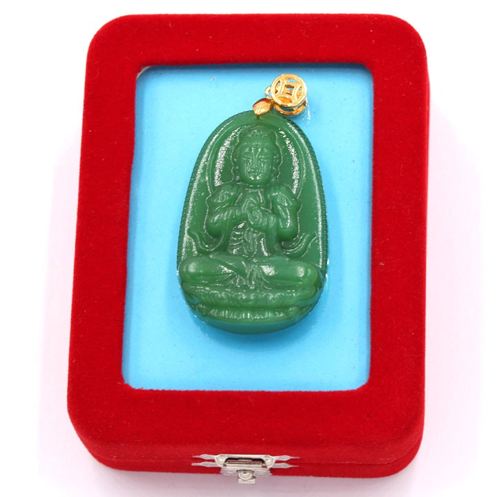 Mặt dây chuyền Phật Như lai Đại nhật xanh 4.3cm - Hộ mệnh người tuổi Mùi, Thân