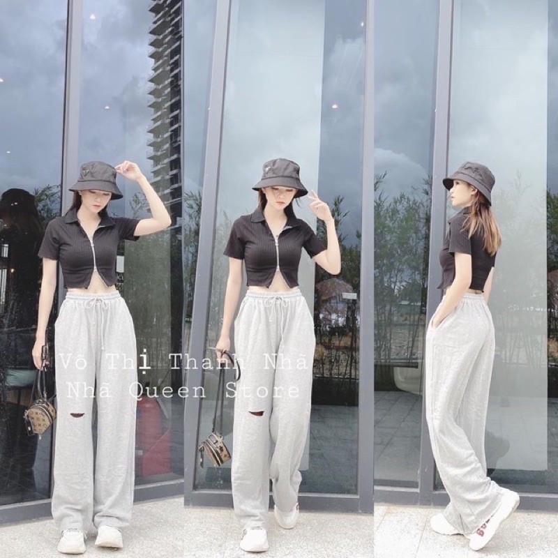 [Mã WAMT10K giảm 10k cho đơn 0k] (Bigsize)Áo croptop cổ khoá 2 chiều 50-80kg hàng qccc | BigBuy360 - bigbuy360.vn