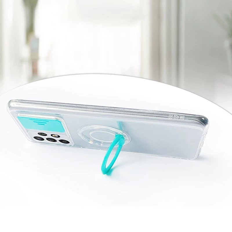 Ốp Điện Thoại Trong Suốt Màu Kẹo Có Thanh Trượt Bảo Vệ Camera Cho Samsung S21 Plus Ultra Galaxy A52 A72 A02S A12 A32 Đứng
