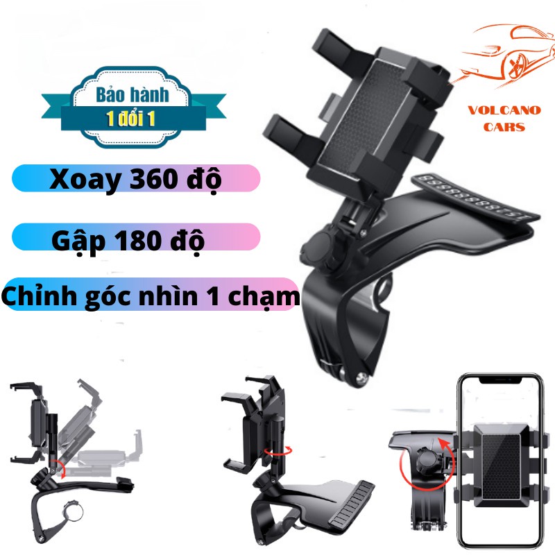 Giá đỡ điện thoại ôtô, tích hộp số điện thoại khẩn cấp kẹp trên xe hơi xoay 360 độ chống rung trên taplo,gương chiếu hậu