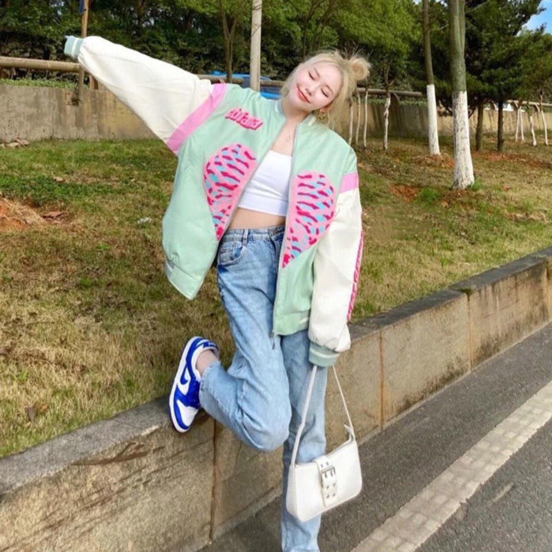 Áo Khoác Bóng Chày Phong Cách vintage Thời Trang Xuân Thu 2021