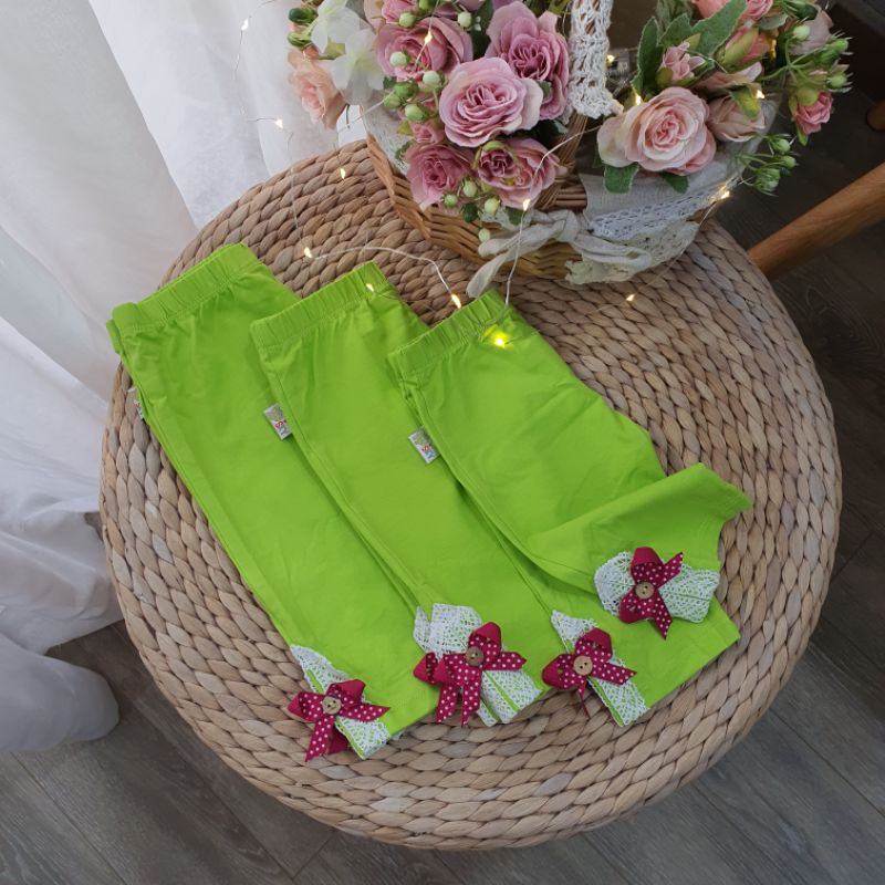 [Sale]Quần legging bé gái, quần cotton mềm mịn nơ gấu xinh