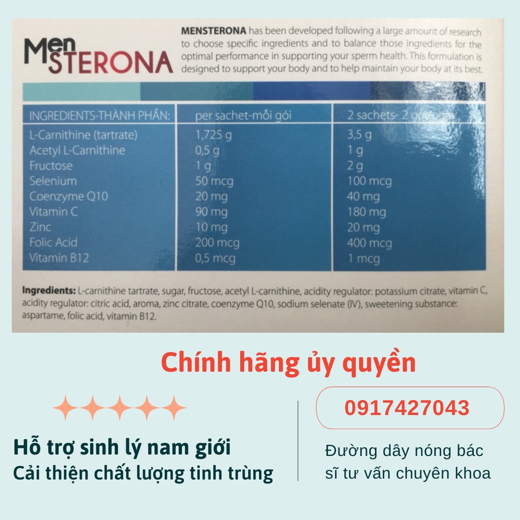 Viên uống bổ tinh trùng Mensterona dành cho nam giới