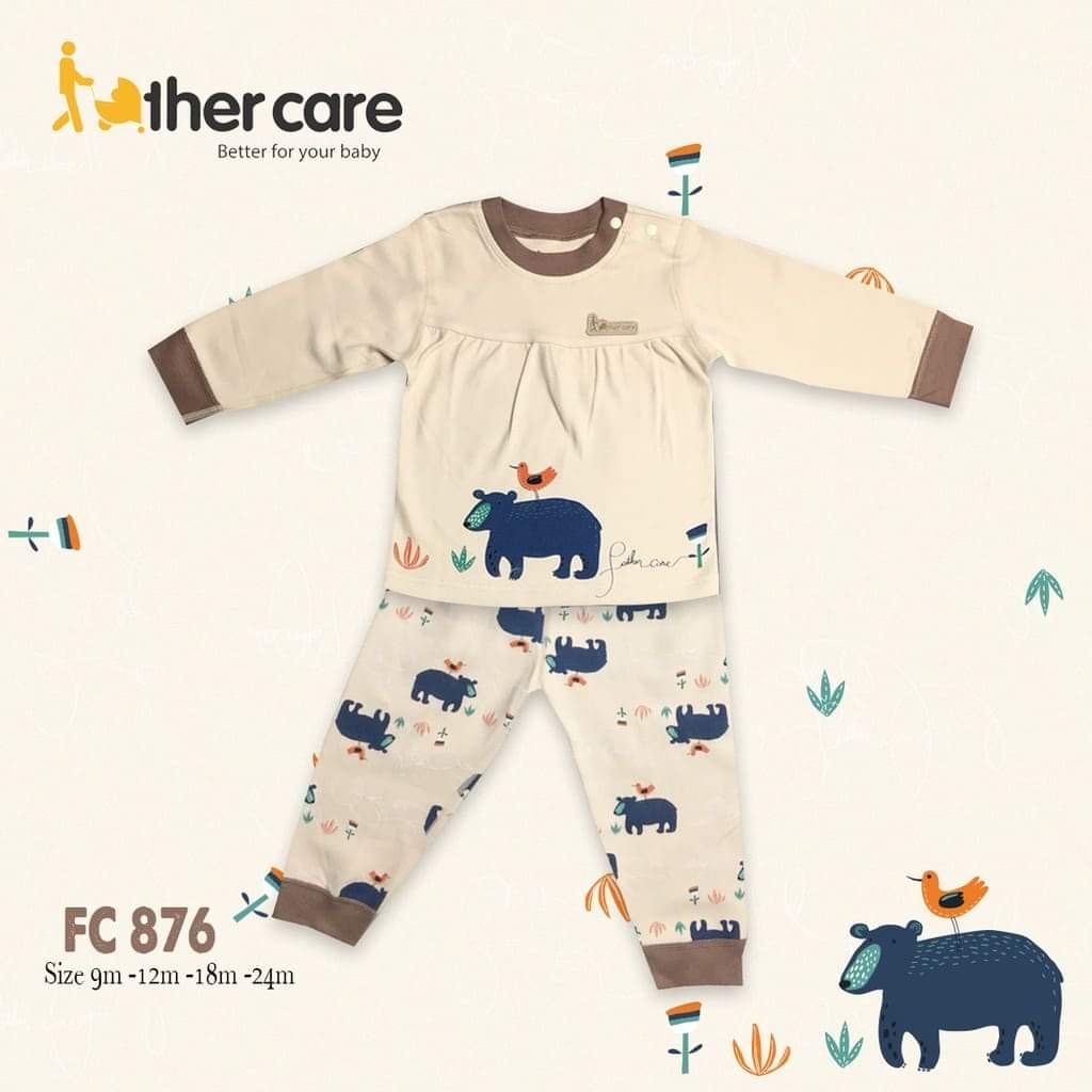 Father care bộ nỉ dài tay gẫu cho bé gái, bộ nỉ thu đông, nỉ ấm cho bé FC876