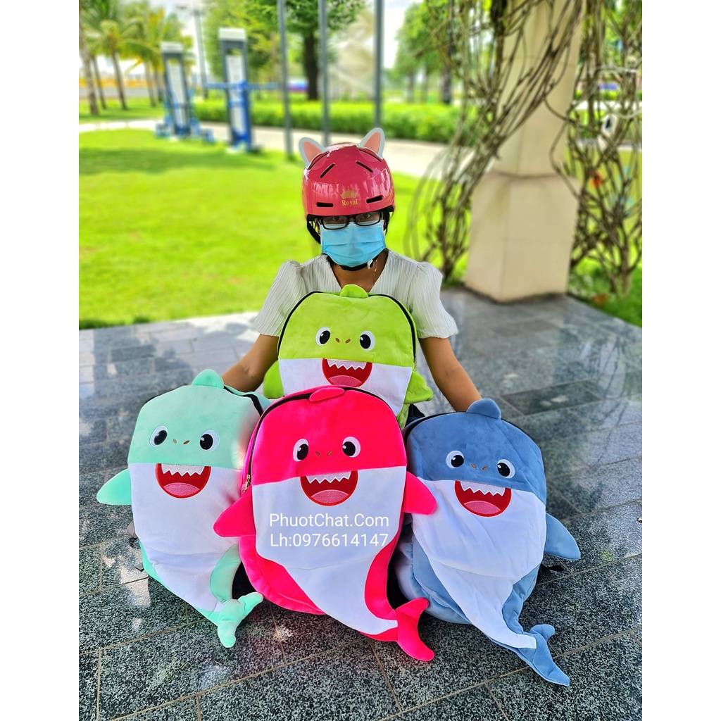 Balo cá mập BABY SHARK màu hồng siêu cấp cute
