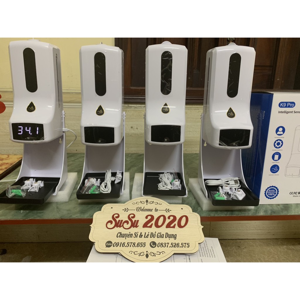 Máy tích hợp K9 pro 2 trong 1 đo nhiệt độ và phun cảm ứng rửa tay khử trùng tự động- Máy sát khuẩn dùng trong mùa dịch