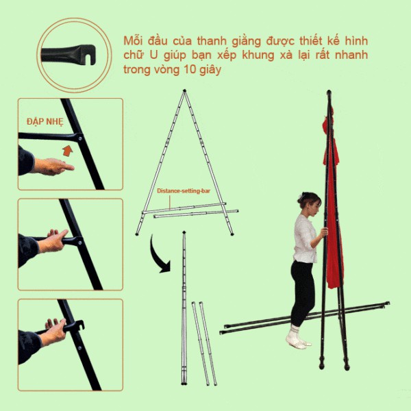 [CHÍNH HÃNG] Mã hàng KT1.1520YG – khung xếp Khánh Trình để tập Yoga bay (aerial yoga) hoặc tập xà đơn