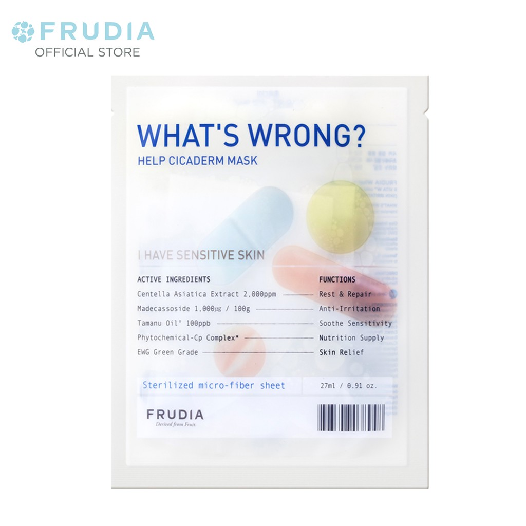 [Mua 1 tặng 1] Mặt Nạ Nuôi Dưỡng Da Frudia What's Wrong Help Cicaderm Mask 27ml/1pcs