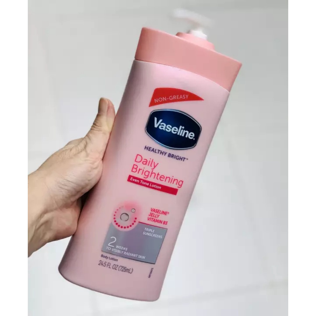 Sữa dưỡng thể Trắng Da Vaseline Healthy Bright Dally 725ml mẫu mới hàng Mỹ dưỡng ẩm sâu, thấm nhanh Mẫu mới năp xanh