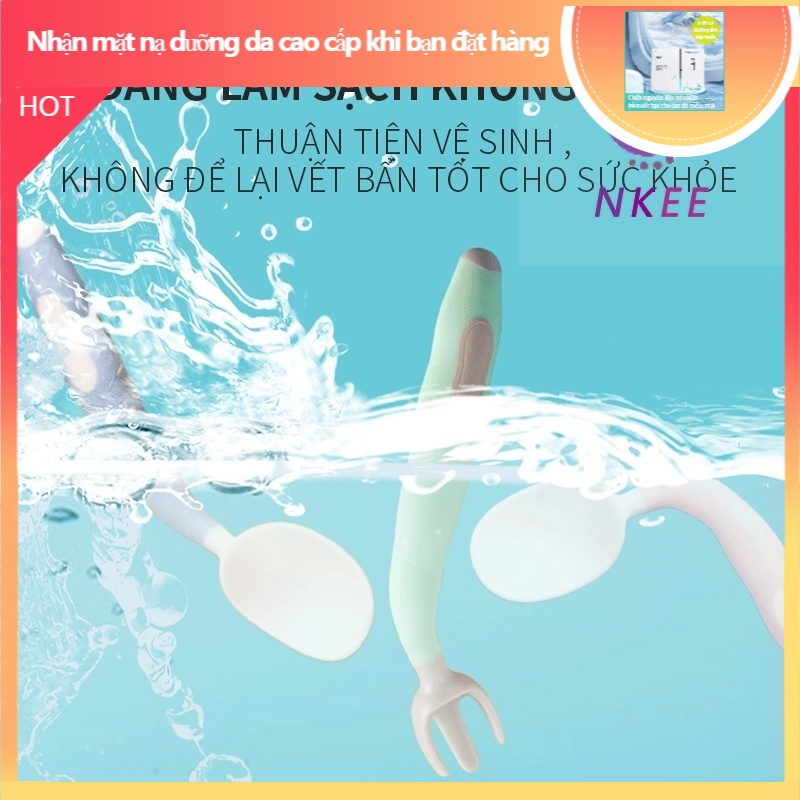 Bộ dụng cụ thìa muỗng ăn dặm có thể uốn cong theo ý cho bé, bộ thìa dĩa ăn dặm chất liệu an toàn