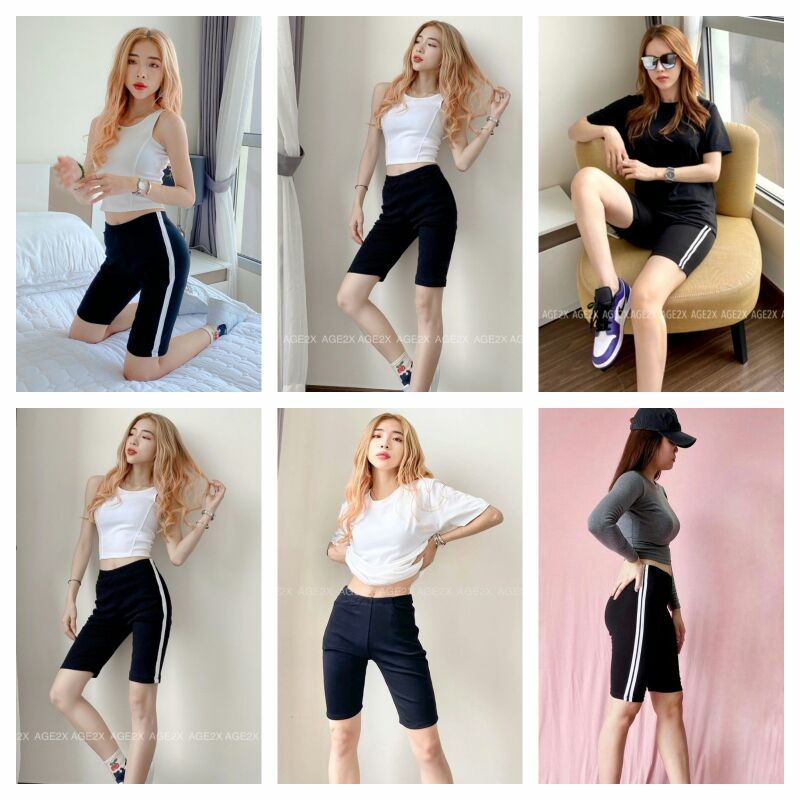 Quần Biker Legging Lững Nữ VNXK Hàng Gốc Chính Hãng Hiệu AGE2X Như Mẫu Chụp .