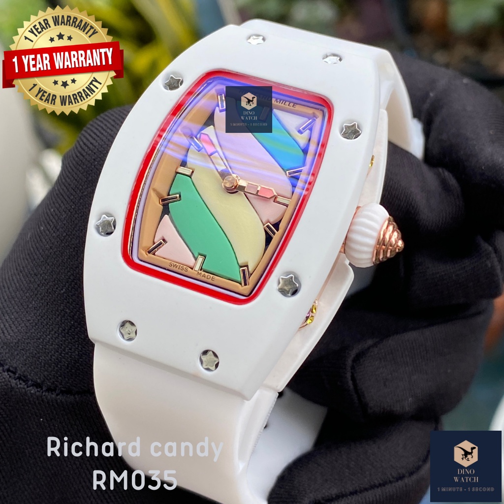 Đồng Hồ Nữ RM035 Richard Cotton Candy Rose Gold - Dây Cao Su - Màu Trắng , Size 32x45mm