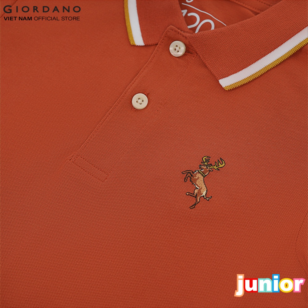 Áo Thun Có Cổ Trẻ Em Ngắn Tay Thêu Logo Hươu Deer Polo Giordano 03011202