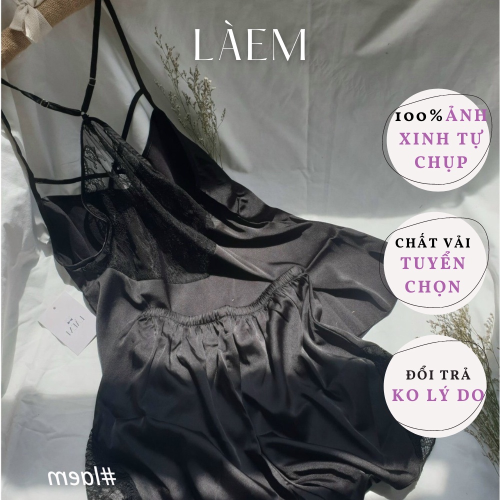 Bộ Ngủ Satin Cao Cấp LACECY Ren Lưng Cổ Đan Dây | BigBuy360 - bigbuy360.vn