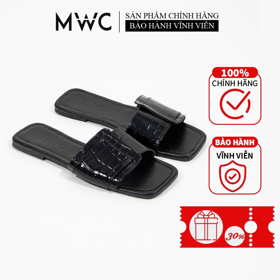 Dép Nữ MWC Đế Bệt Quai Ngang Da Bóng Phong Cách NUDE- 8144