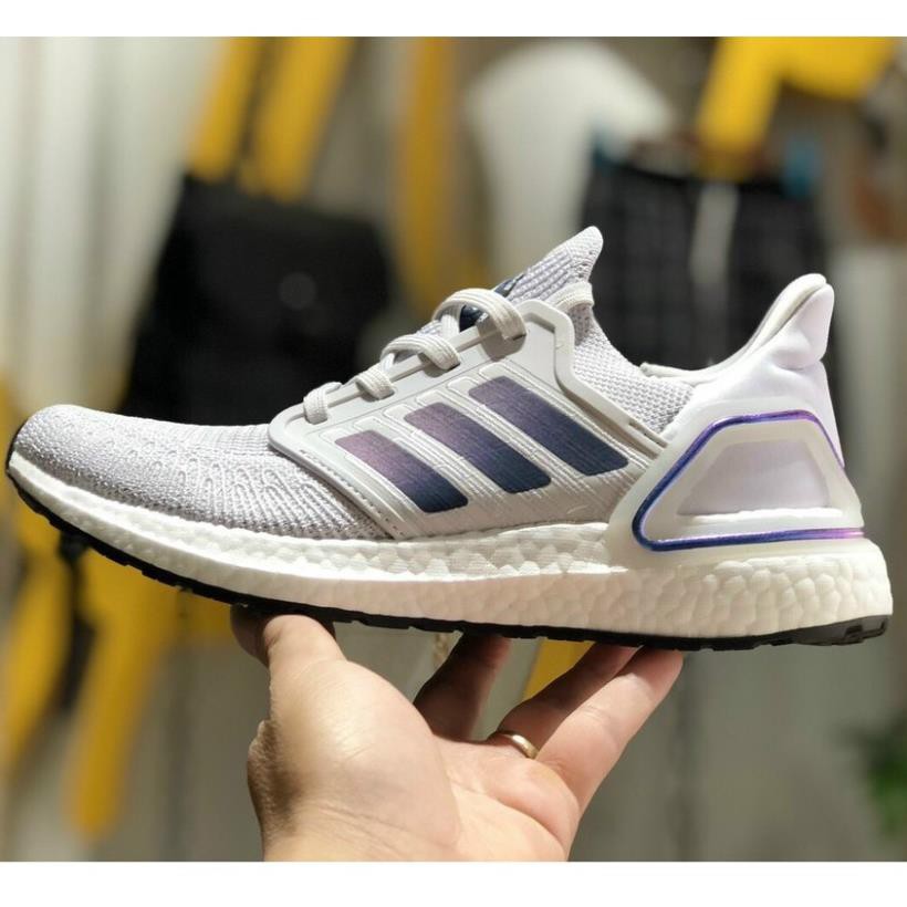 ( HỘP + GIẤY GÓI) Giày thể thao ULTRA BOOST 2021 grey Xám gót tím đế đen Ultra boost UB 6.0 | BigBuy360 - bigbuy360.vn