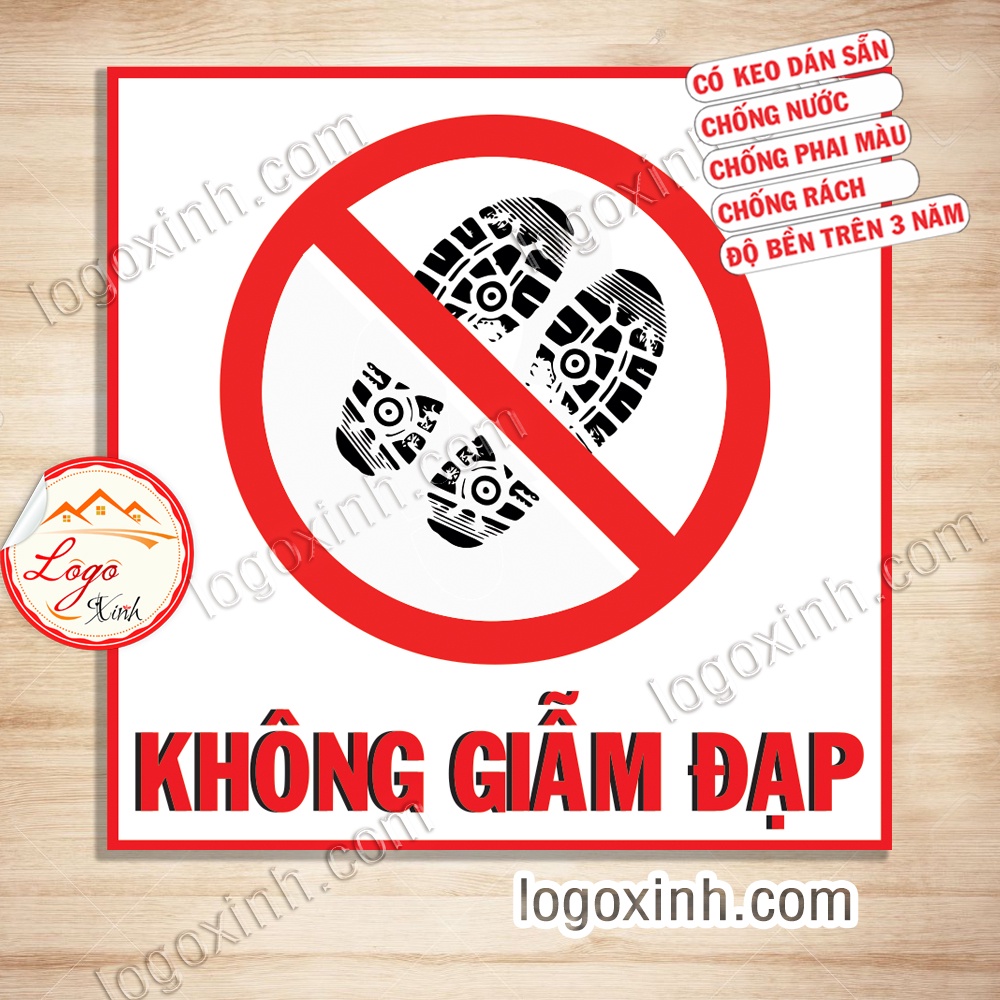 LOGO TEM STICKER KHÔNG DẪM ĐẠP, CẢNH BÁO KHU VỰC KHÔNG ĐƯỢC DẪM CHÂN HAY ĐI LÊN - CỠ 7CM