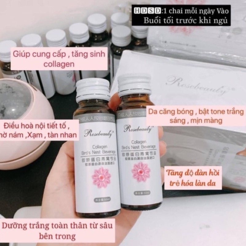 [CHÍNH HÃNG] Collagen Yến Rose beauty trắng da 8 lọ x 50ml