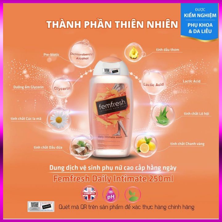 [Hàng Chuẩn] Dung Dịch Vệ Sinh Phụ Nữ Cao Cấp Anh Quốc Dùng Hằng Ngày Femfresh Daily Intimate Wash 250ml - Pink Shop