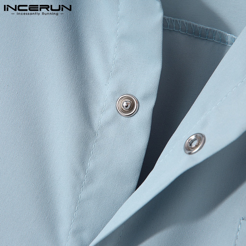 Áo sơ mi INCERUN vải cotton không tay cổ bẻ 3 màu lựa chọn thời trang cho nam