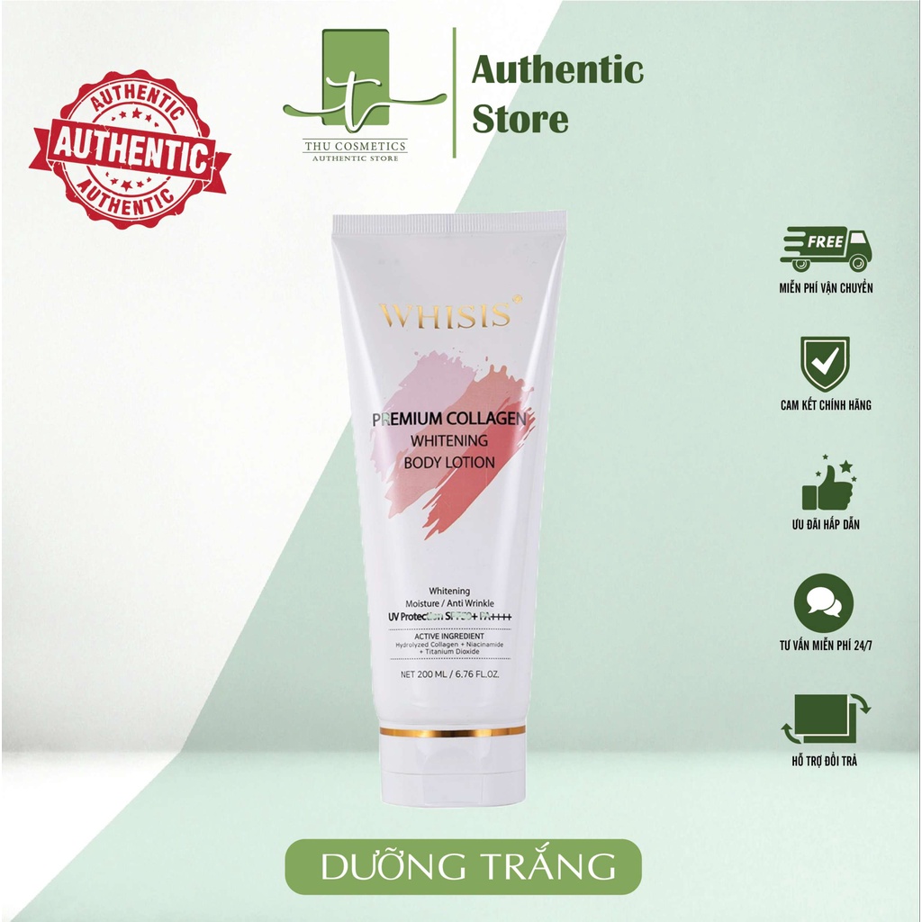 Kem Dưỡng Thể Trắng Da WHISIS Chống Nắng - Premium Collagen Whitening Body Lotion 200ml