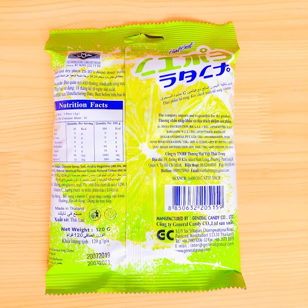 kẹo vị chanh muối thái lan 120 gram 1 bịch 30 viên date 2021