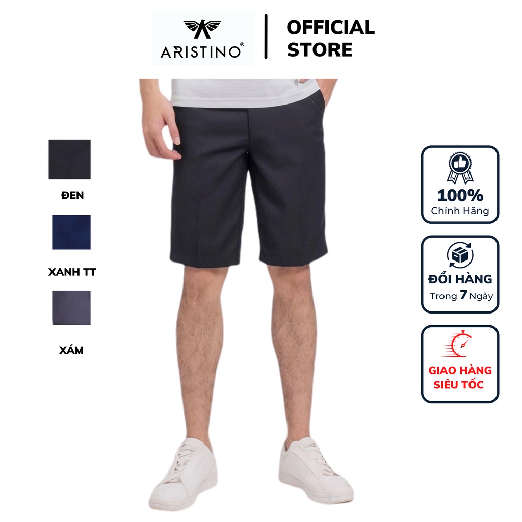 Quần short âu nam Aristino dáng Regular fit chất polyester cao cấp thời trang ASO035S9