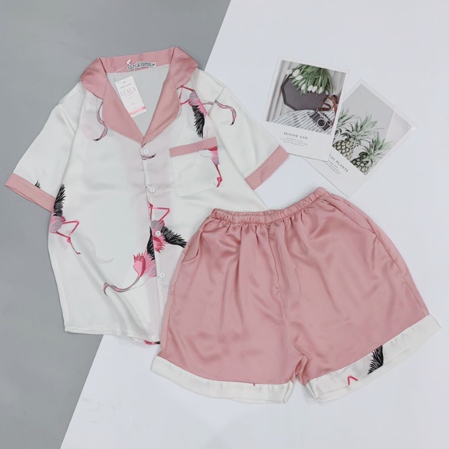 Bộ Đồ Ngủ Nữ Pijama Lụa Cộc Tay Quần Đùi Bilyy Shop BN005 | BigBuy360 - bigbuy360.vn