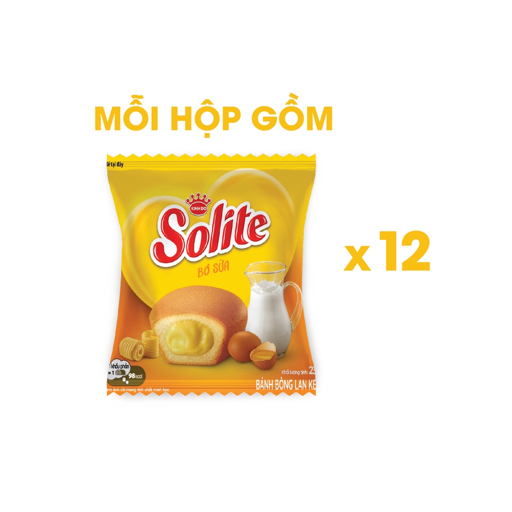 Combo 2 hộp Bánh Bông Lan SOLITE Tròn Kem Vị Bơ Sữa 276g