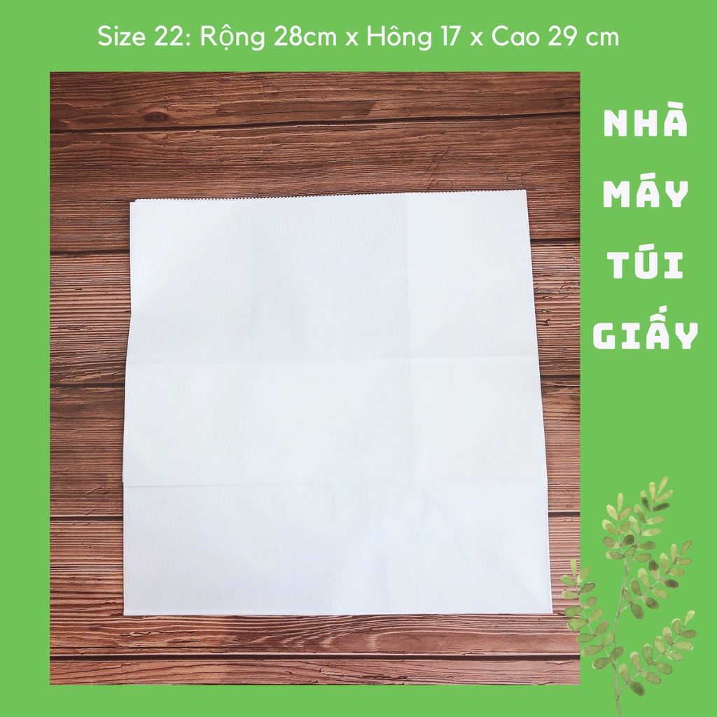 100 CHIẾC TÚI GIẤY KRAFT SIZE 22: 28x17x29 CM MÀU TRẮNG KHÔNG QUAI ( ẢNH THẬT)