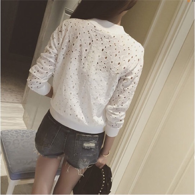 Áo khoác bomber ren lỗ cho nữ | BigBuy360 - bigbuy360.vn