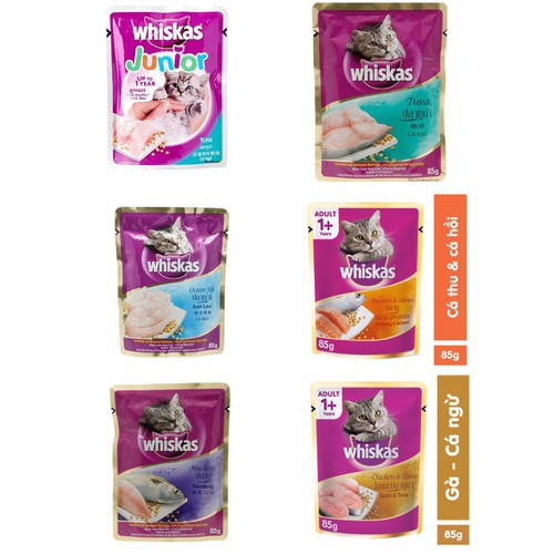 Pate mèo whiskas vị cá thu-cá ngừ - cá biển gói 85gr