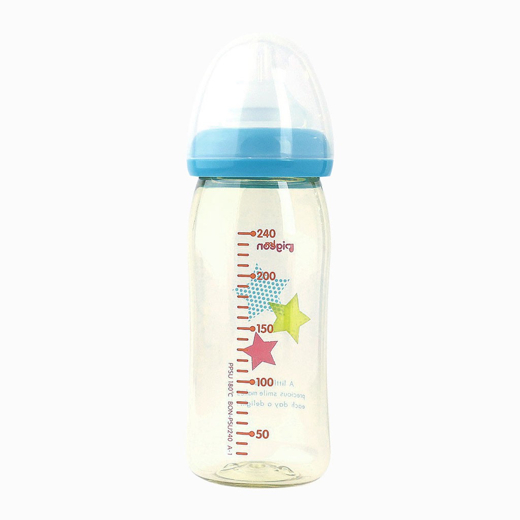 Bình Sữa Pigeon Nội Địa Cổ Rộng Màu Xanh Dương 240ml