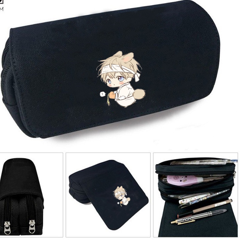 Hộp bút vải canvas in hình NO LOVE ZONE dễ thương đi học đựng đồ dùng học tập tiện lợi