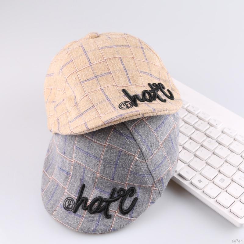 Mũ Nồi Hoạ Tiết Sọc Ca Rô Phong Cách Retro Cho Bé 2-5 Tuổi