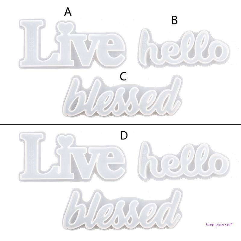 ❤~ Hello Blessed Live Letter Resin Casting Molds English Letters Pendant Silicone